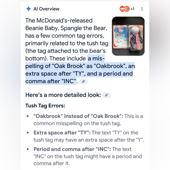 RETIRED TY Spangle the Bear International BearsII McDonalds 1999 Tag Errors NIB - Picture 5 of 9